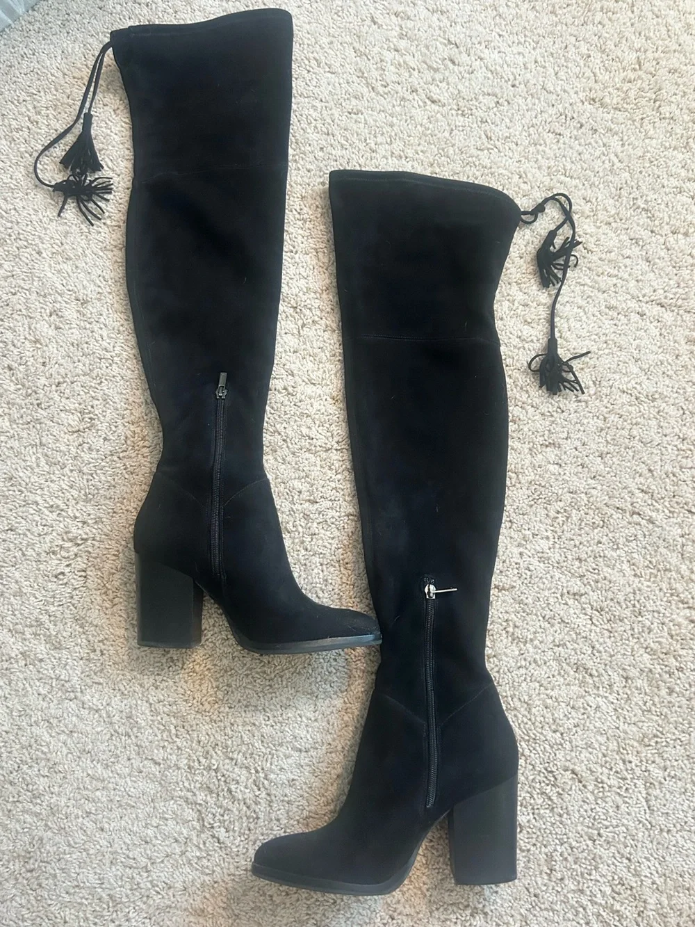 Marc Fisher LTD Black Suede Over-the-Knee Block Heel Boots